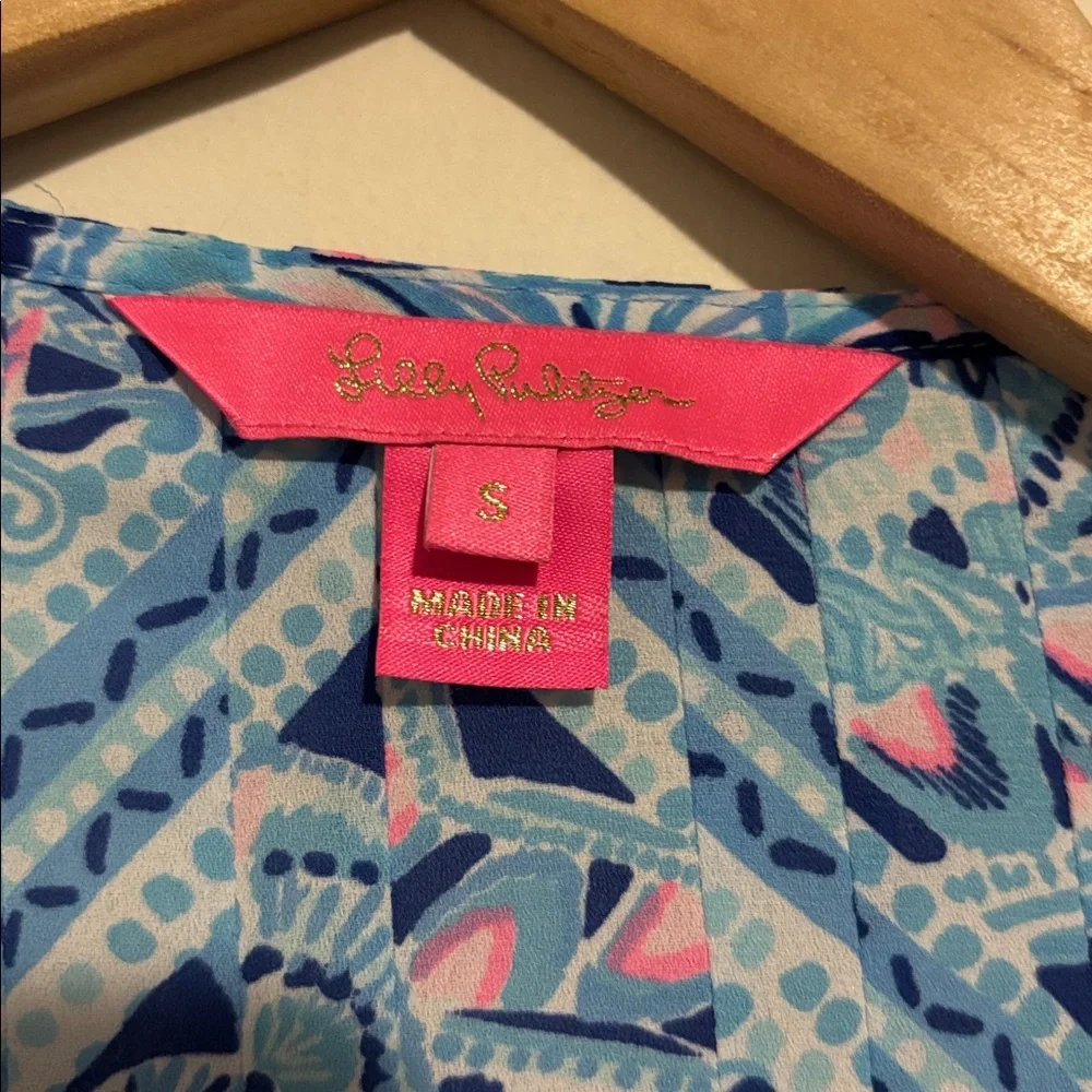 Lilly Pulitzer Marilina Pintucked Tassel-Tie 3/4-Sleeve Top - Picture 3 of 7